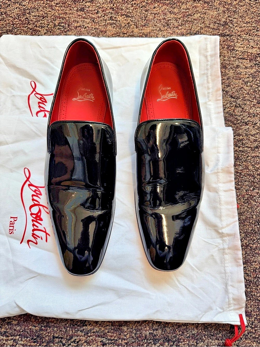 Christian Louboutin Dandy Atlas W loafer Patent Loafers Black & Red